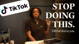 Esthetician sitting in spa room with text overlay that about why tiktok sincare routines are bad for teens 